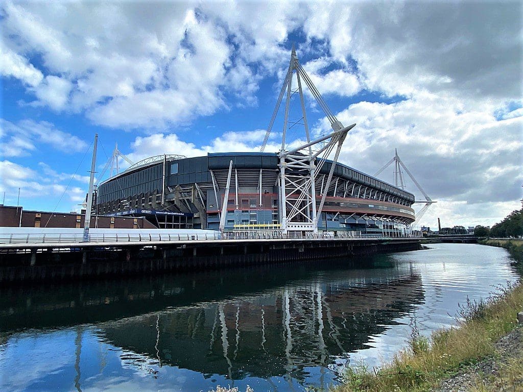 Principality Stadium from the River Taff Cardiff Walk