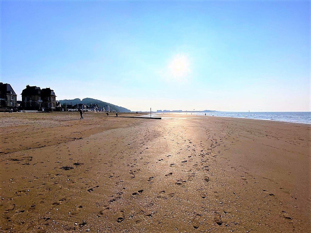 Houlgate beach as the sun is setting