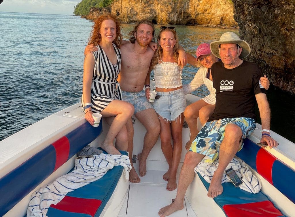 Deborah and family on their St Lucia boat trip