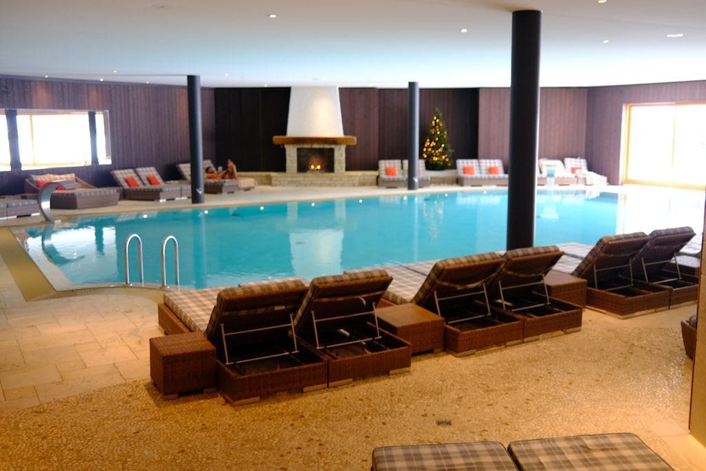 The pool at the Chalet RoyAlp Hotel and Spa