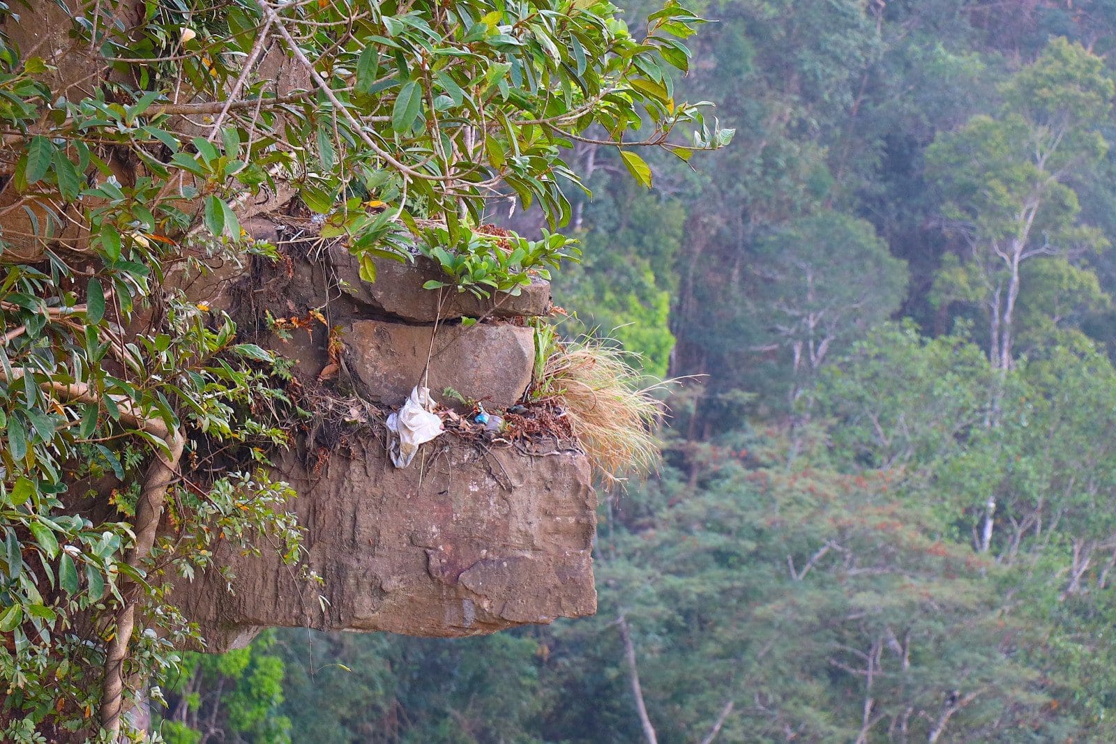 Litter on the cliff rocks at viewing point - Unravel Travel TV