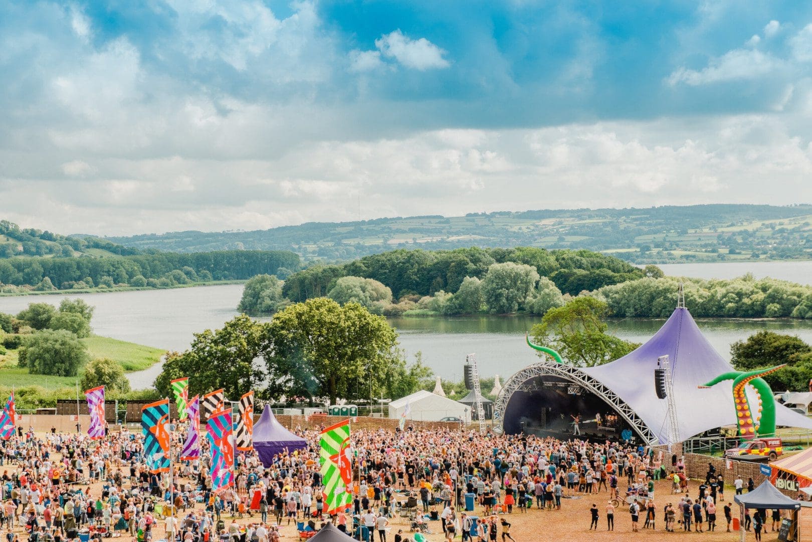 View of the festival beside the Chew Valley Lake, by Ania Shrimpton