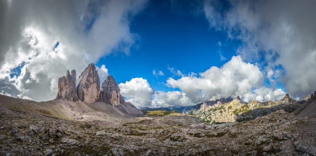 Three peaks. National Park Tre Cime di Lavaredo. Dolomites, South Tyrol, Italy