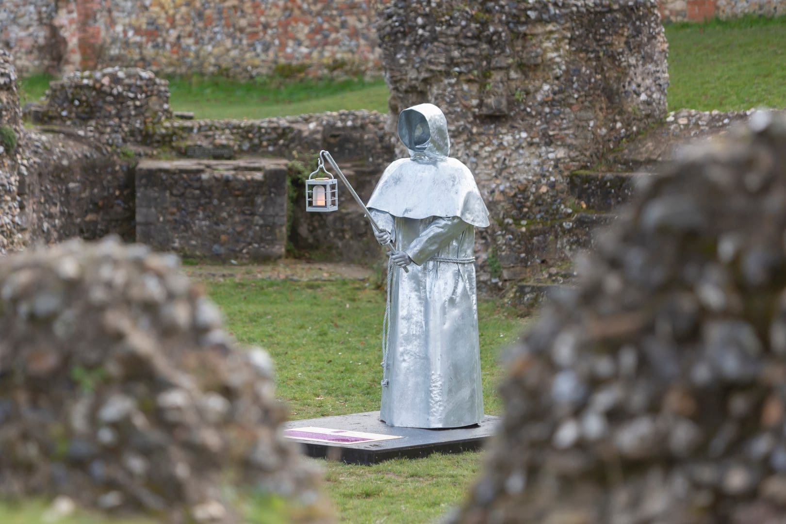 Giant monk will be installed in the crypt of the Abbey of St Edmund during May to launch the monthly changing sculpture exhibition (credit Phil Morley)