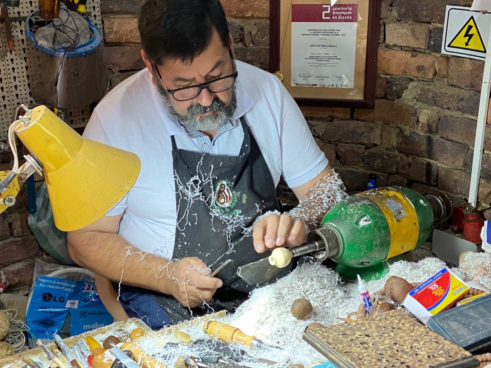 Juan Cesar Bonilla in his workshop Colombia