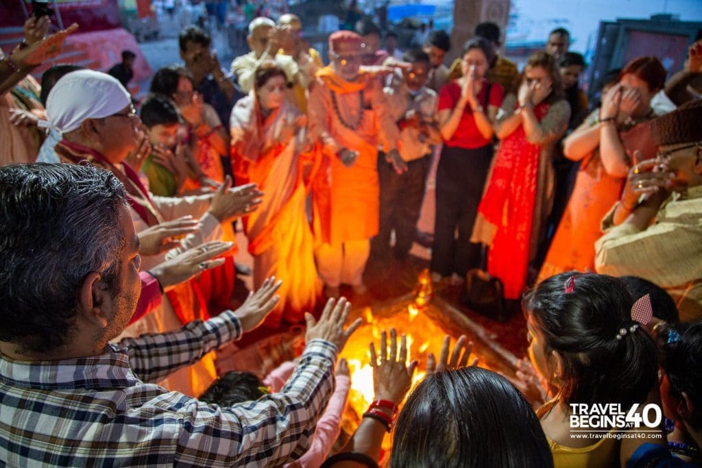 Dawn ceremony at Assi Ghat in Varanasi