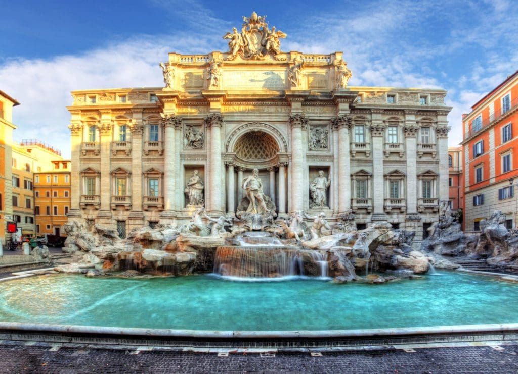 gaming-inspired vacation Trevi Fountain, rome, Italy.