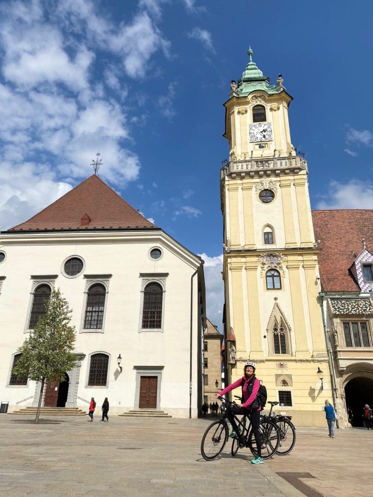 Biking in Bratislava's Main Square