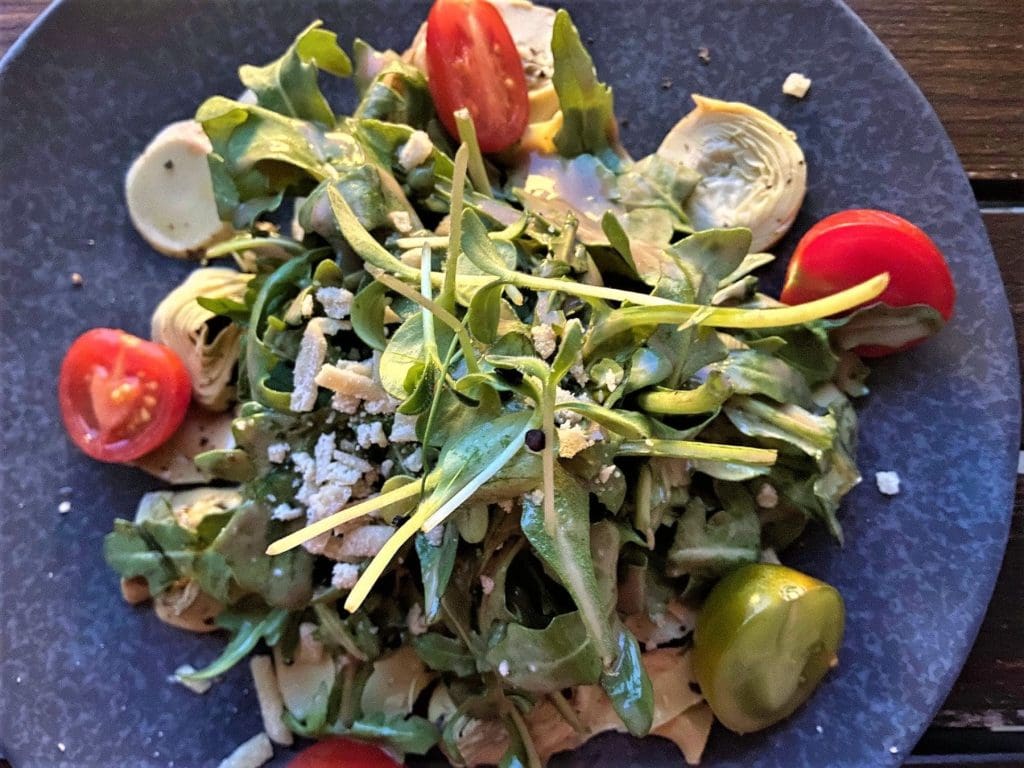 Artichoke carpaccio at the plant-based restaurant.