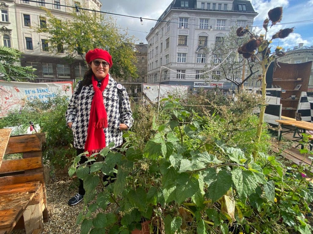 Selin and her vegetable patch