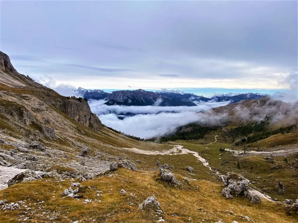 Clouds hovering in the Italian Alps