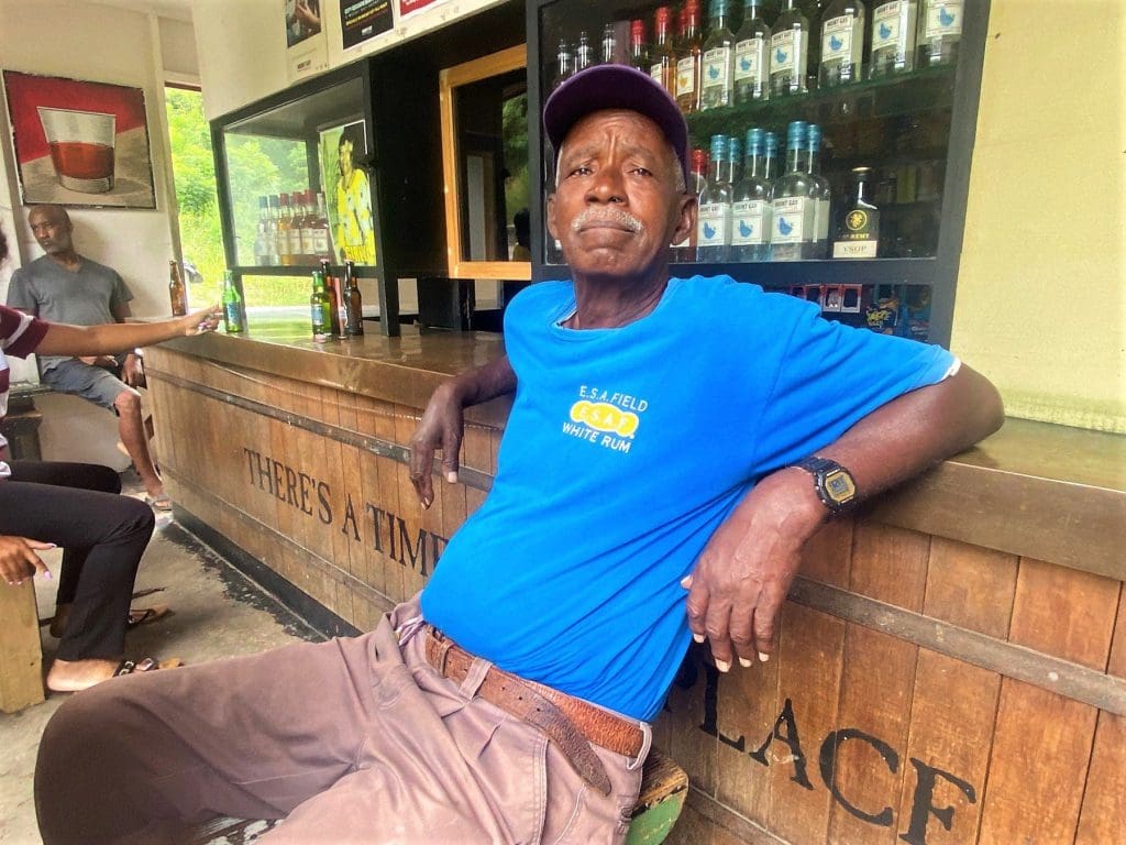 Brathwaite hanging out at a Barbados rum shop