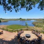 Shinde safari lodge overlooks the river