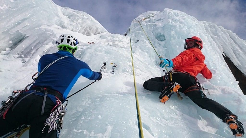 thrill seekers ice climbing