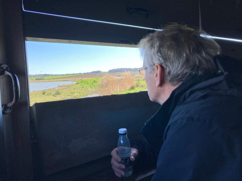 Roger birdwatching at Cley Beach