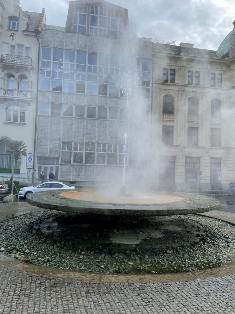 What a guyser ... spurting soring water high in the main street