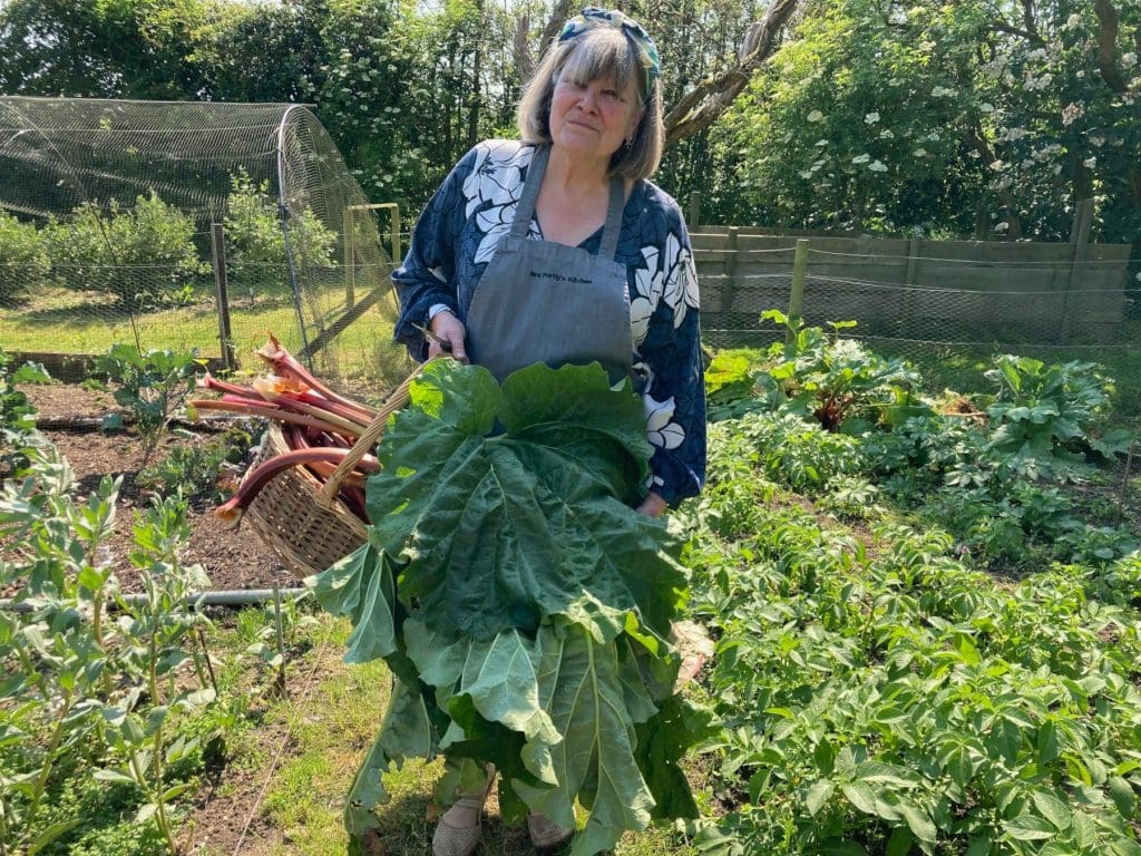 Linda Duffin and her rhubarb