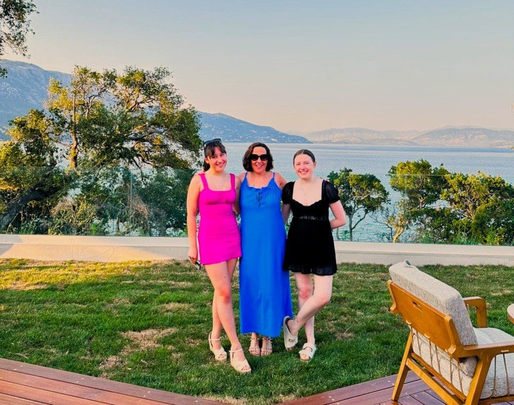 Maria and the girls on their Corfu Holiday
