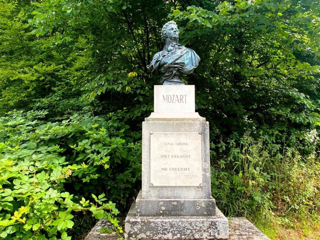 Mozart statue in the Kapuzinerberg Salzburg Austria