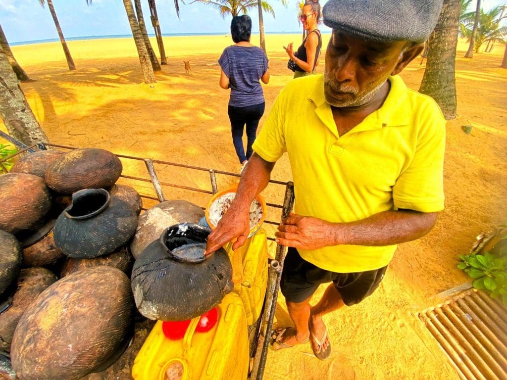 Imal collecting treacle at Jetwing Blue in Negombo