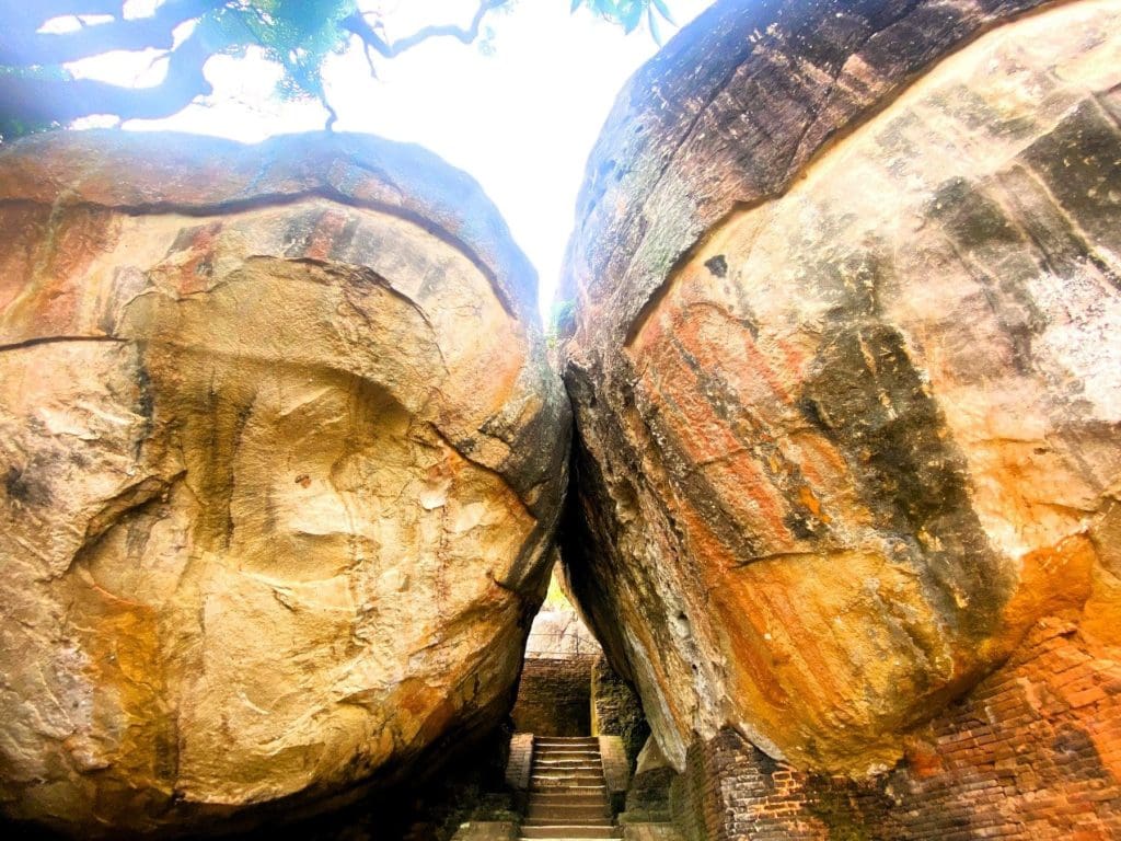 Precarious route up Sigiriya Rock