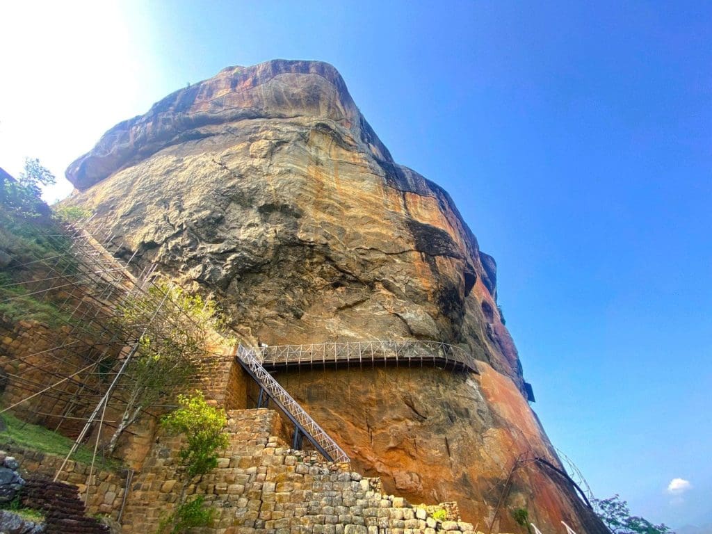 Precarious route up Sigiriya Rock