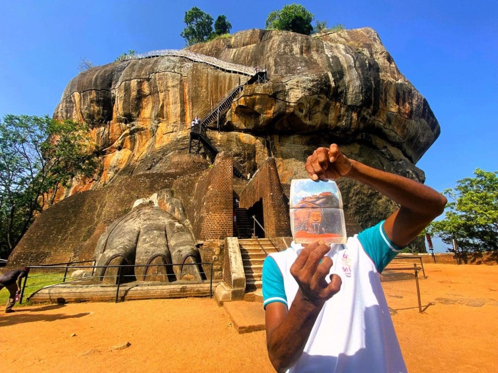 Entering the throat of a lion at Sigiriya Rock