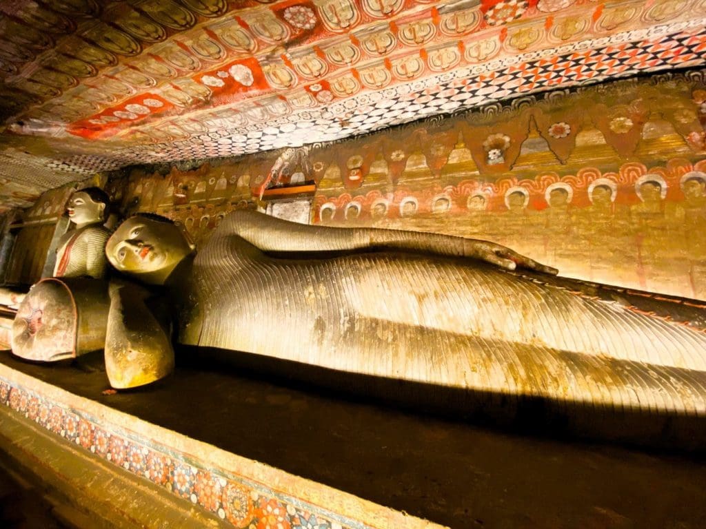 Reclining Buddha at Dambulla Golden Cave Temple