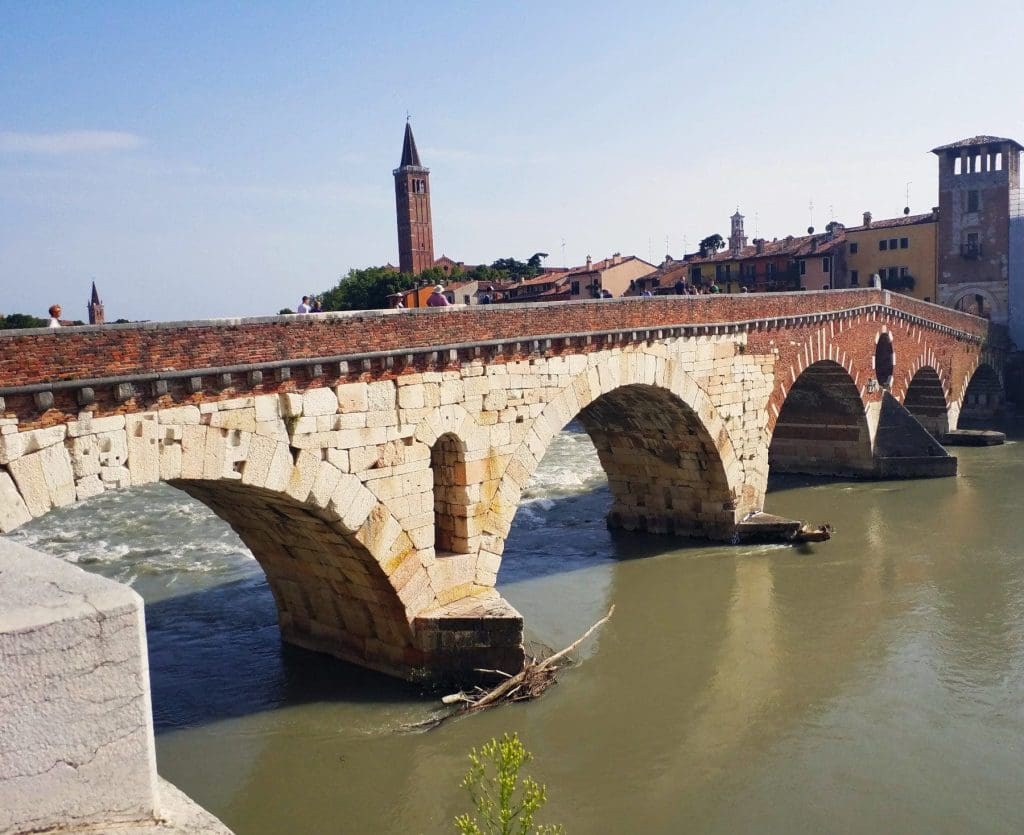 The ancient stones of Ponte Pietra Bridge