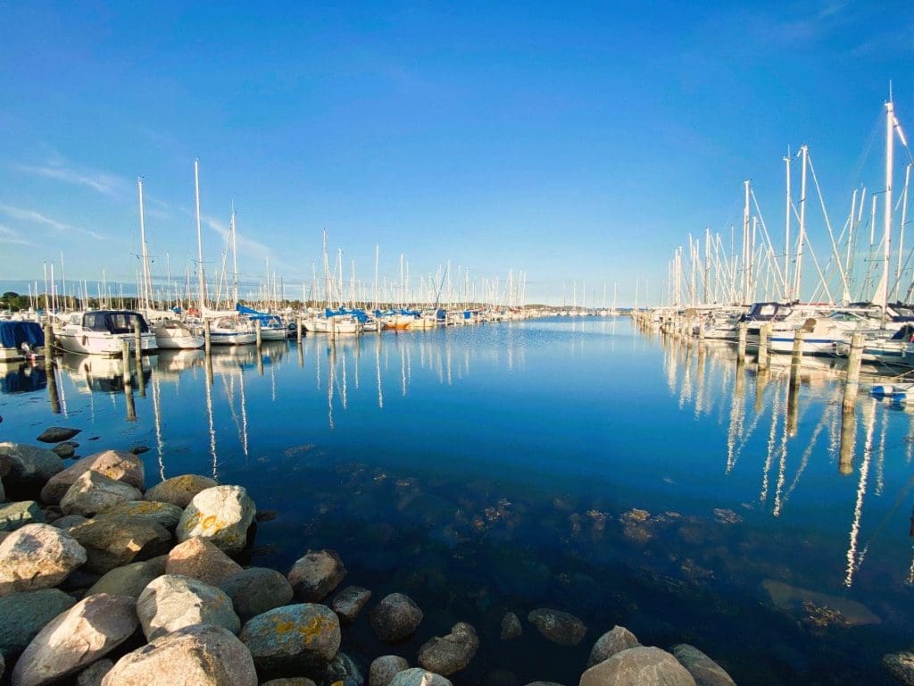 Horsens marina in the sunlight