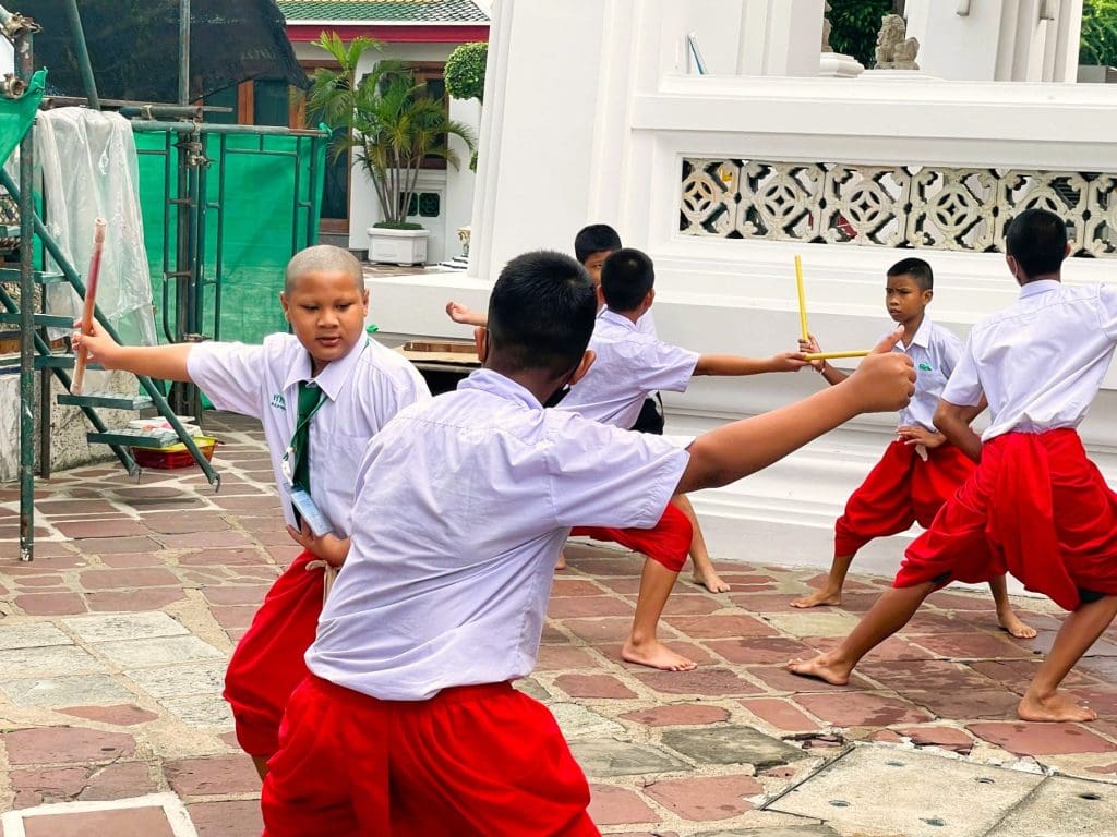 Sticking up for themselves ... boys practise martial arts