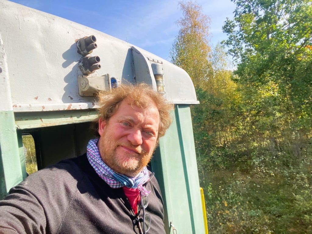 Mark on a train ride in Latvia