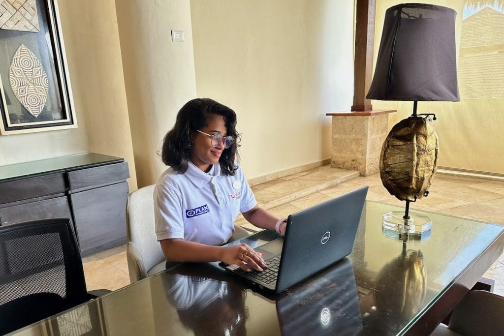 Yoismerlyn at her Desk in the Royalton Splash Hotel, Dominican Republic