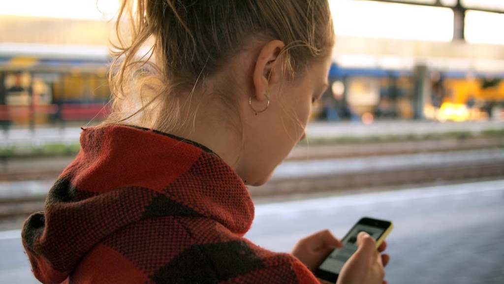 woman with iphone