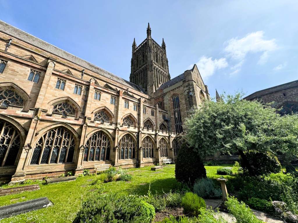 Worcester Cathedral from the inner courtyard