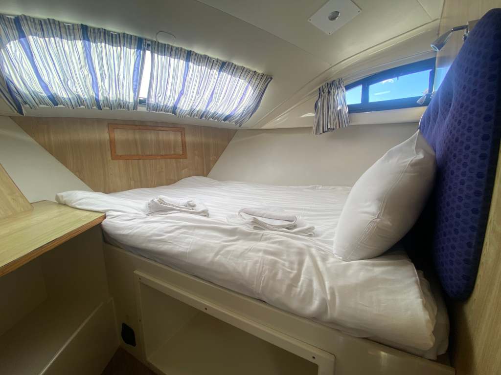 The forward double cabin on Le Boat