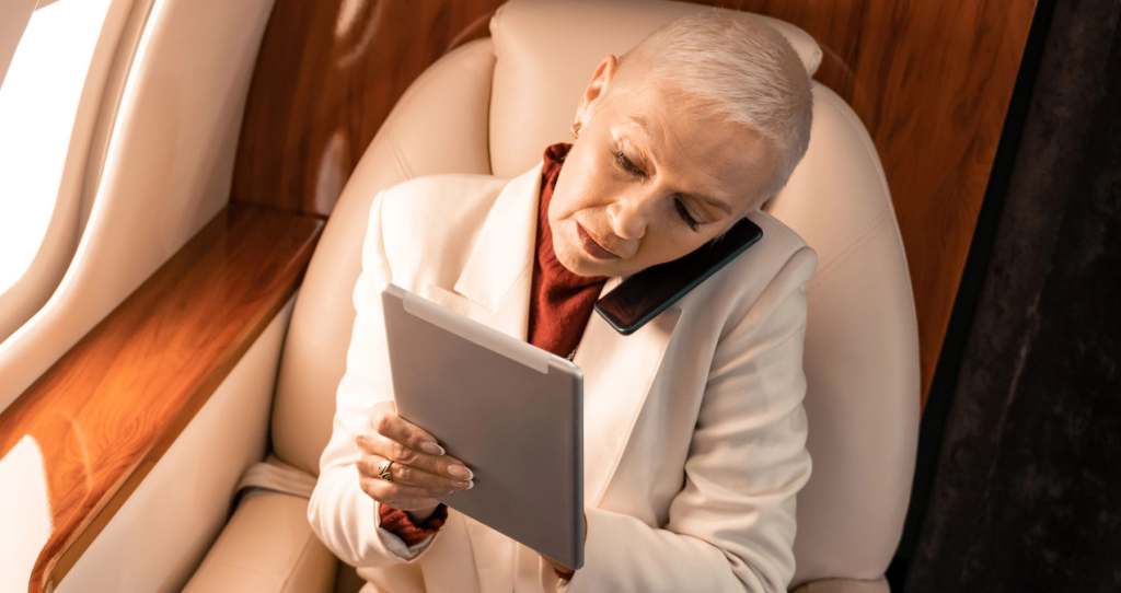 Woman on airplane