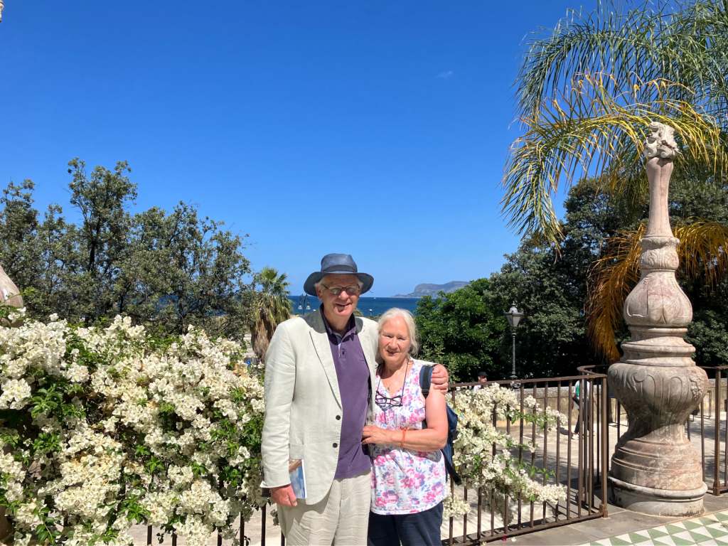 Eileen and Roger in spectacular gardens