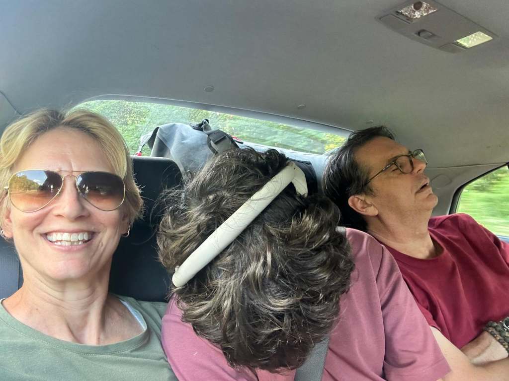 August and Shawn listening to Mark talking of sheep