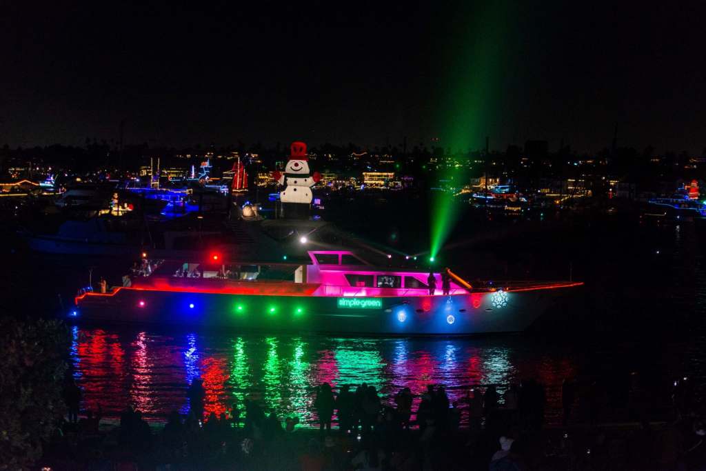 Newport Beach Christmas Boat Parade illuminated boats on the water at night