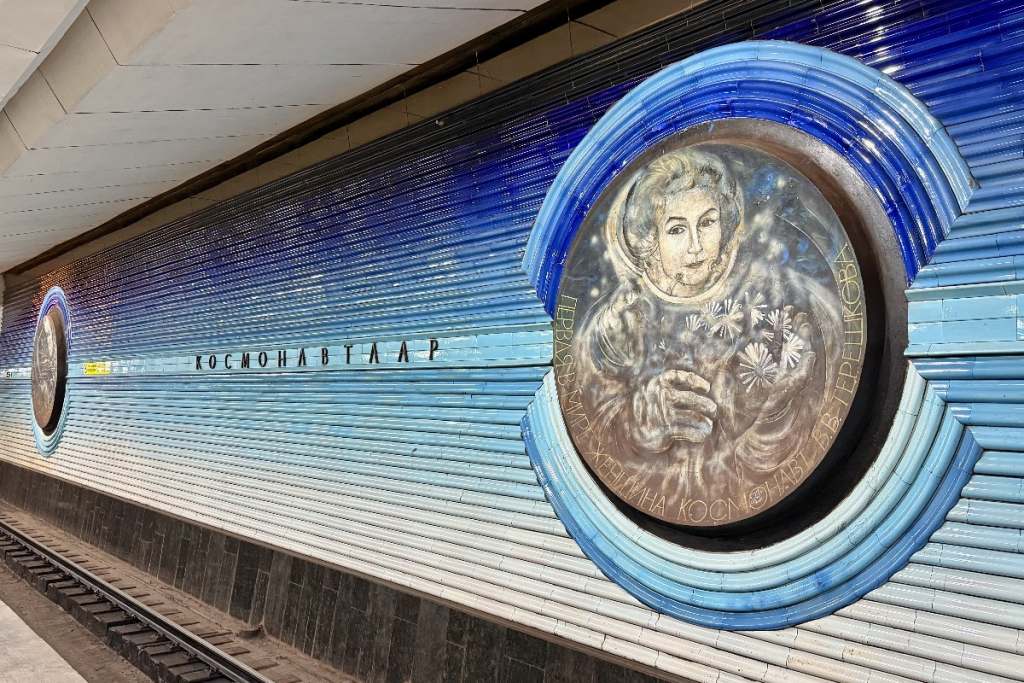 Astronauts on the Tashkent Metro in Uzbekistan