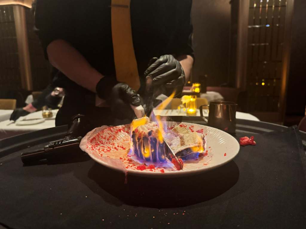 Flaming dessert at Philippe Chow's Nashville Tennessee