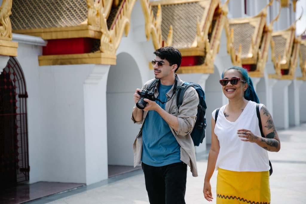young couple travelling