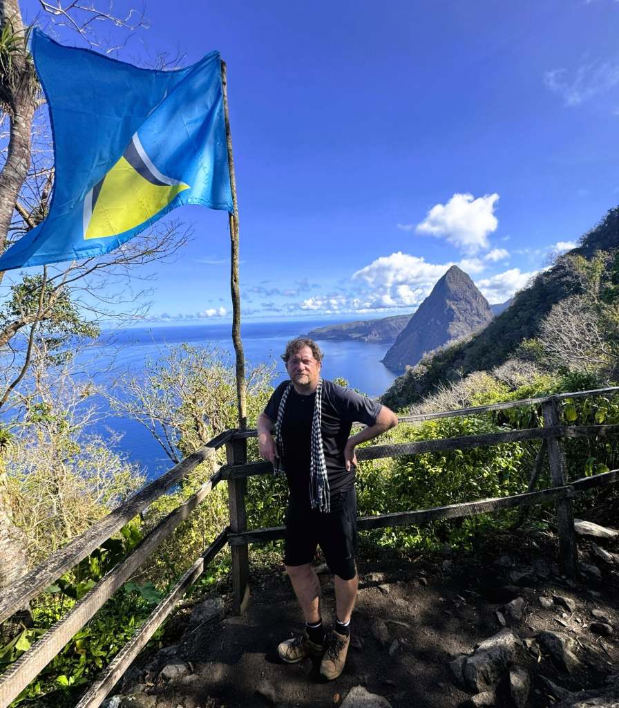 Mark at the halfway point on the Gros Piton Climb