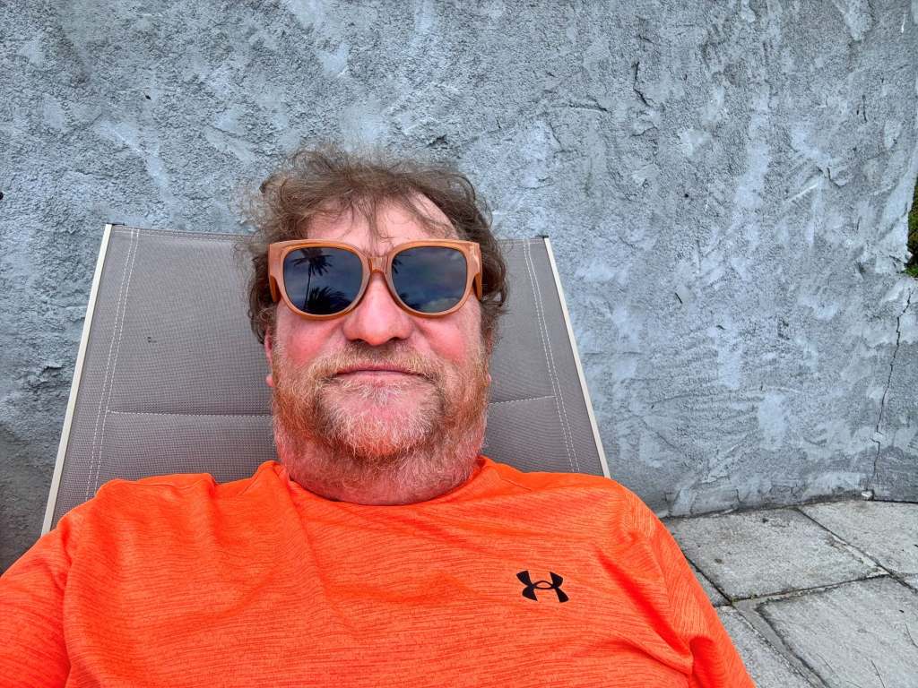 Mark chilling at Fond Doux after the Gros Piton climb