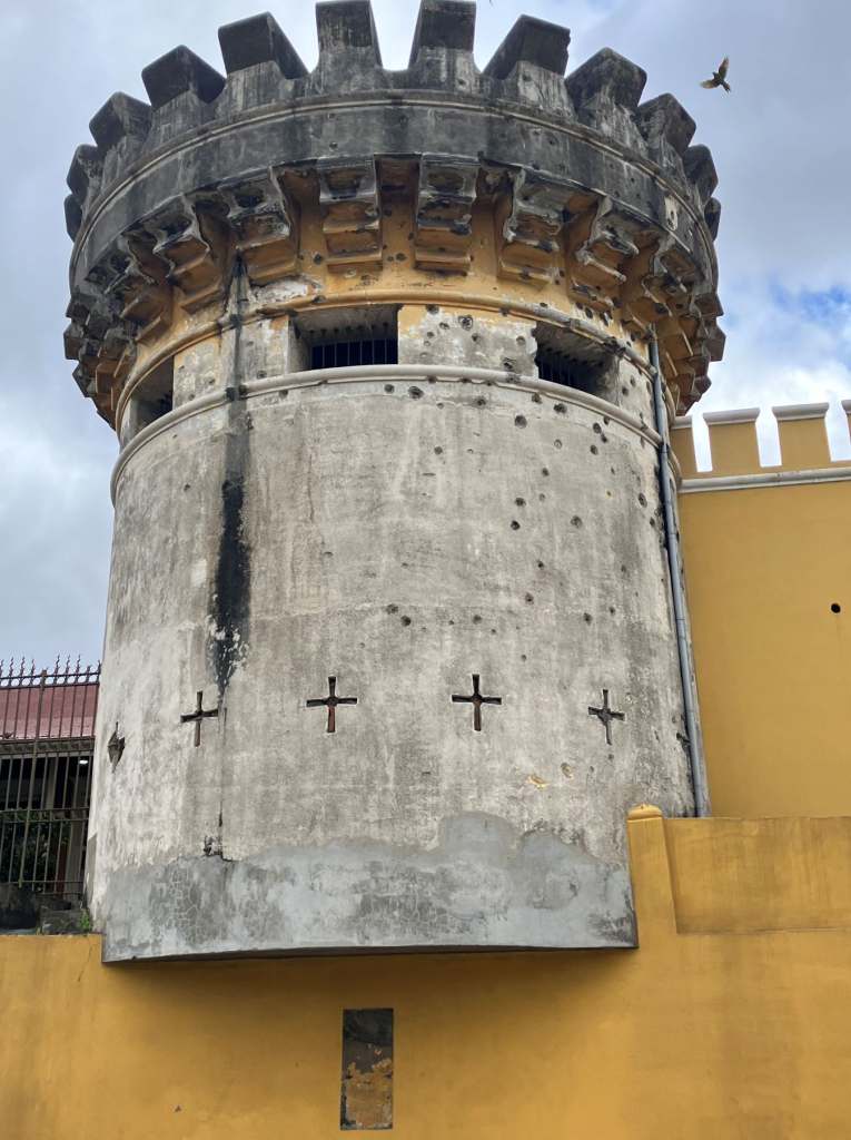 Bullet holes from the fighting at the former Bellavista Barracks in Costa Rica's 1948 civil war.