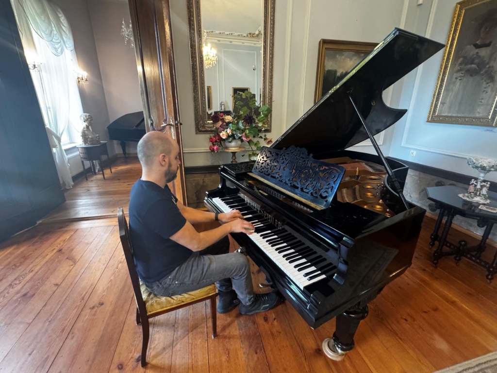 Pawel playing one of his magnificent pianos