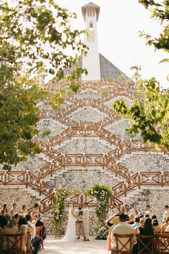 Hotel Xcaret Mexico Hilltop Chapel and River Wedding Scene