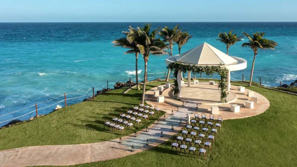 Hyatt Ziva Cancun Cliff Gazebo Caribbean Wedding View