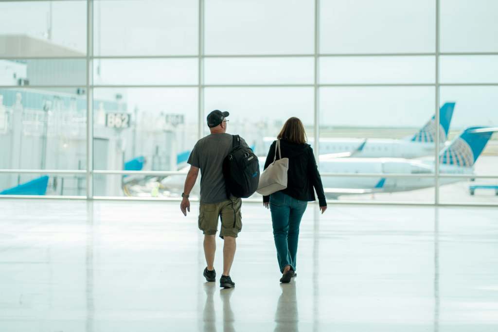 man and woman in airport